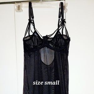 New, Never Wore Black lace teddy/nightgown plus black Garter belt